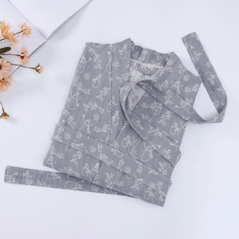 Ownkoti Snowman Branch Cotton Gauze Child Bathrobe - image 12