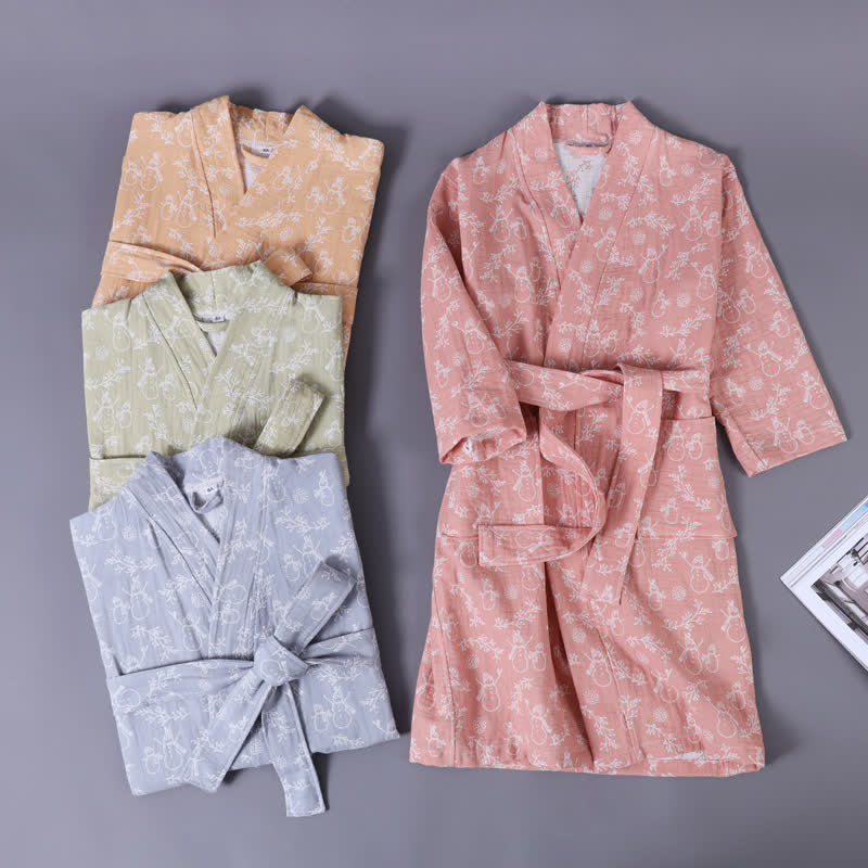 Ownkoti Snowman Branch Cotton Gauze Child Bathrobe - image 1