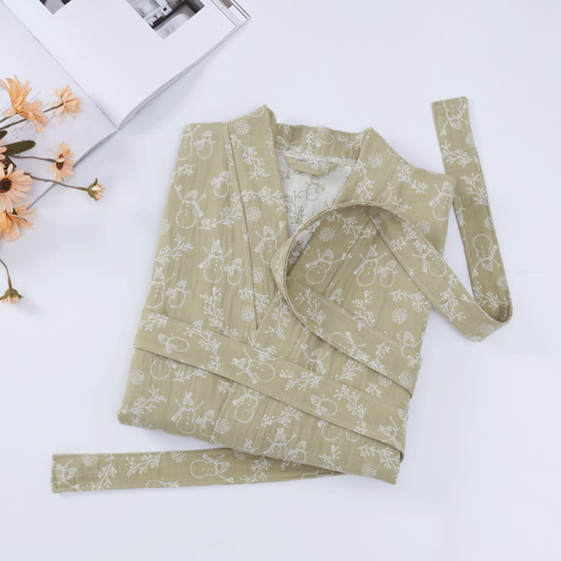 Ownkoti Snowman Branch Cotton Gauze Child Bathrobe - image 8