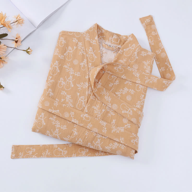 Ownkoti Snowman Branch Cotton Gauze Child Bathrobe - image 10