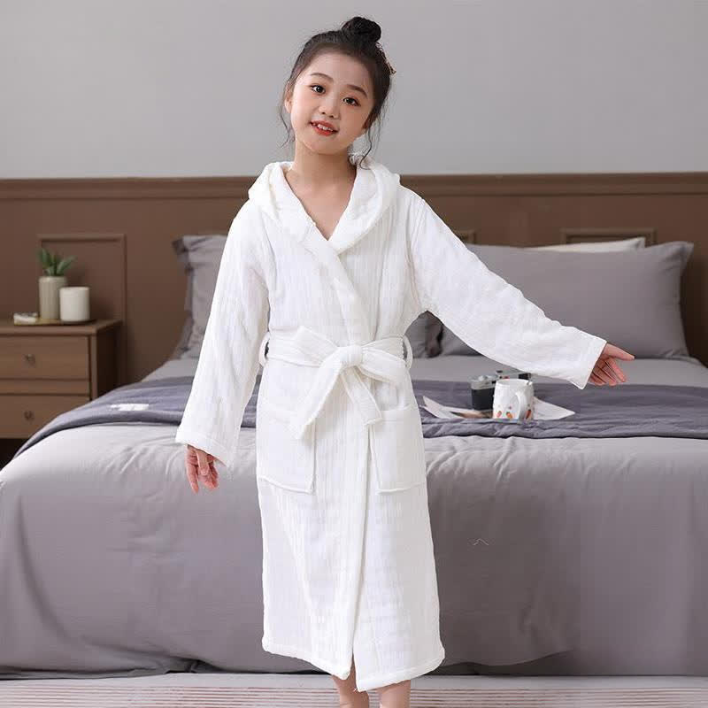Ownkoti Solid Cotton Gauze Hooded Child Bathrobe - image 7
