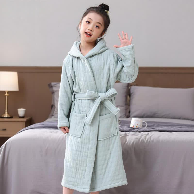 Ownkoti Solid Cotton Gauze Hooded Child Bathrobe - image 5