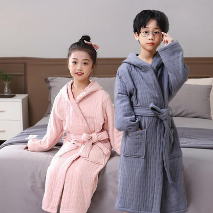 Ownkoti Solid Cotton Gauze Hooded Child Bathrobe - image 0