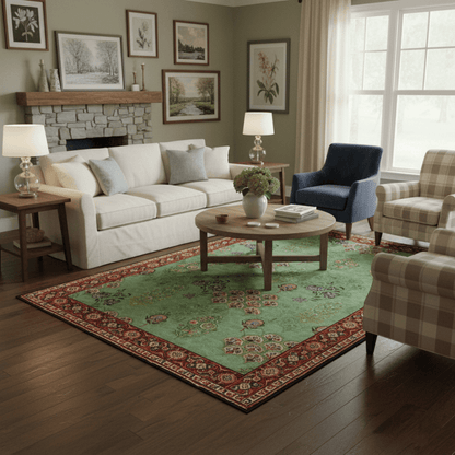 Ownkoti Washable Vintage Floral Anti-slip Green Area Rug - 60" x 96" - image 0