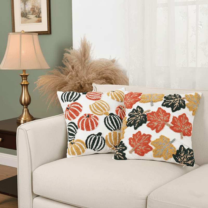 Ownkoti Tufted Maple Leaf Pumpkin Throw Pillow - image 0