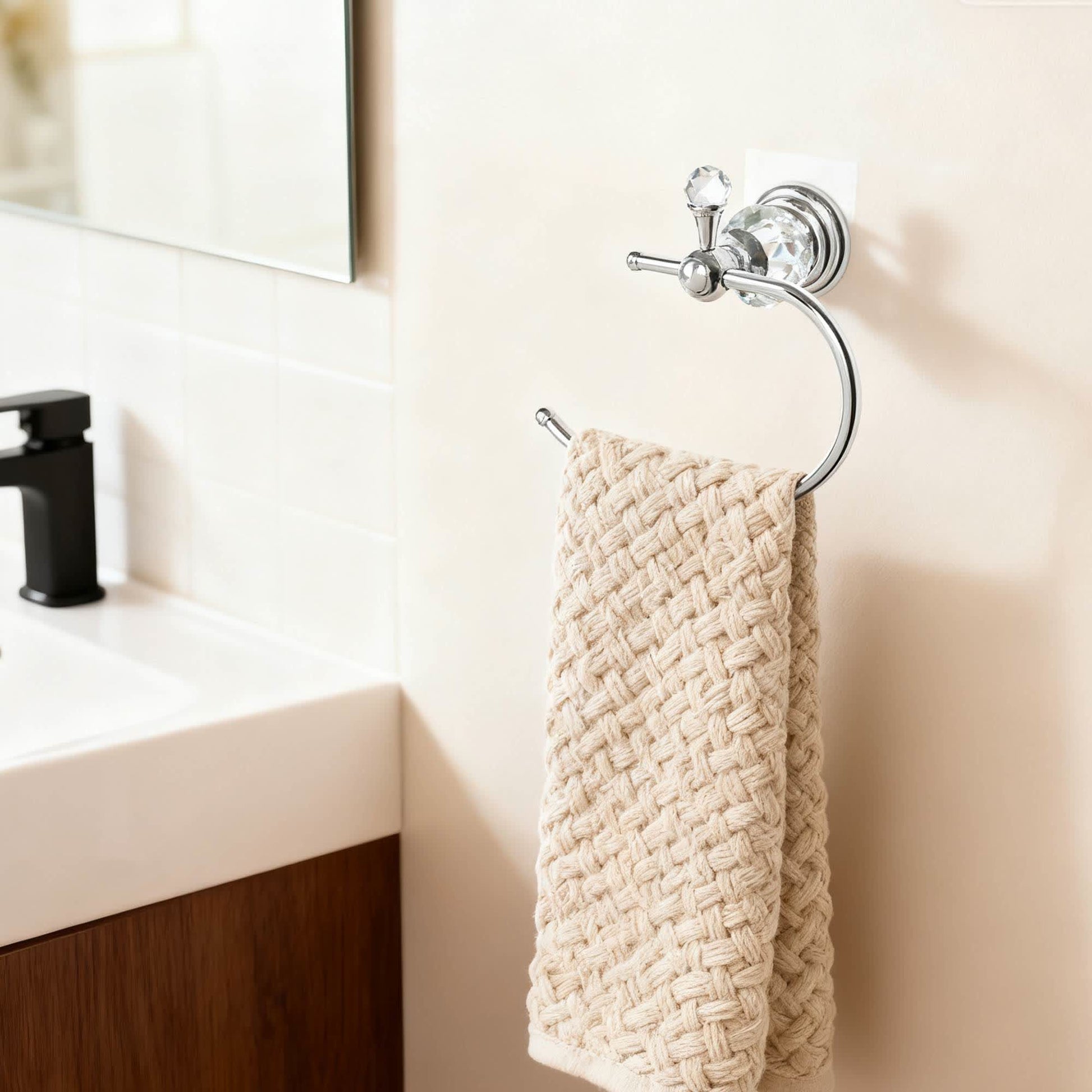 Ownkoti Modern Crystal Chrome Towel Holder - Silver - image 0