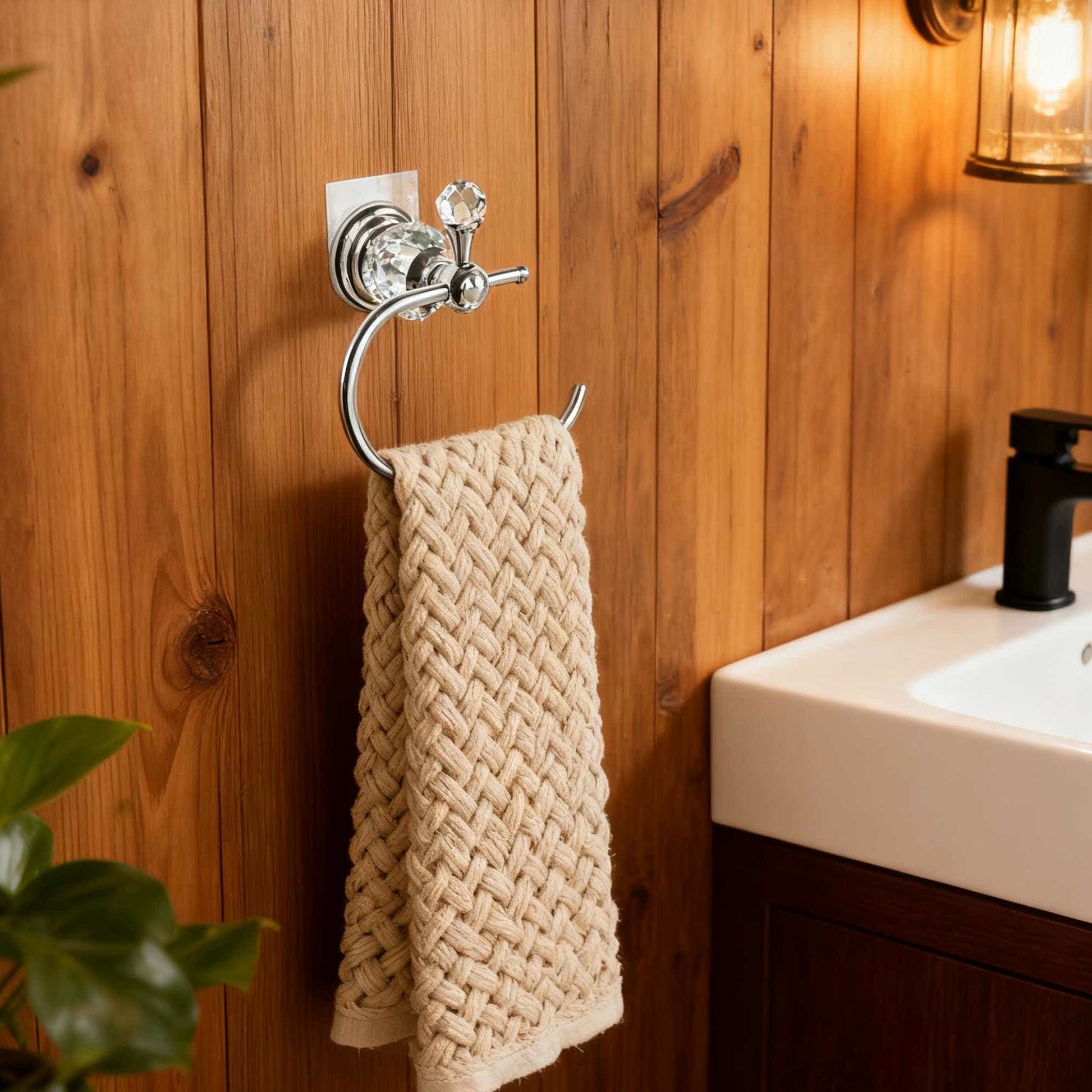 Ownkoti Modern Crystal Chrome Towel Holder - image 1