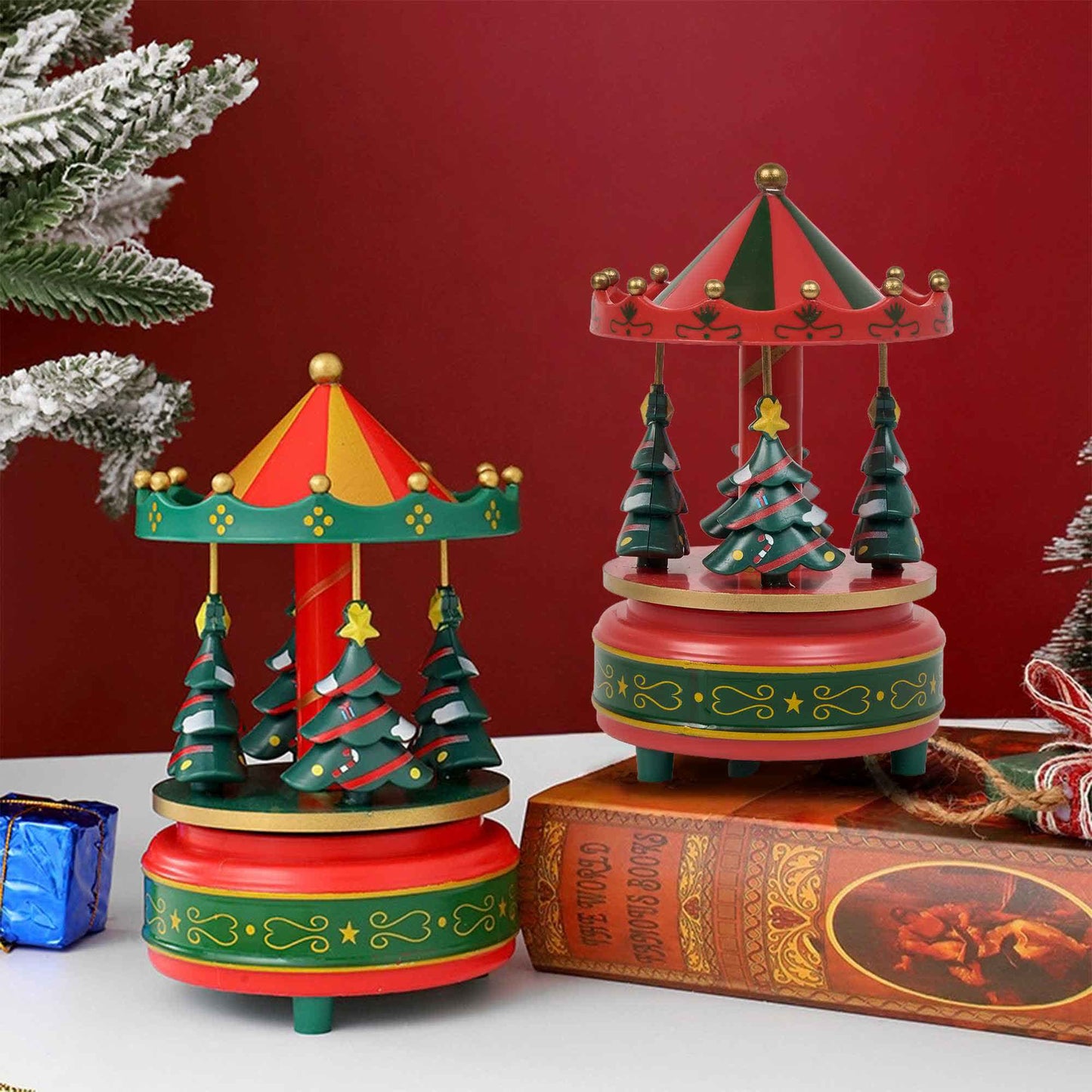 Ownkoti Christmas Tree Carousel Music Box Decor - image 0
