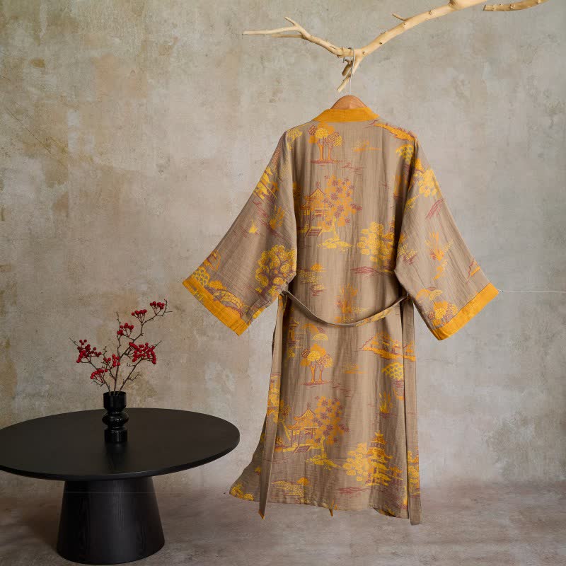 Ownkoti Landscape Jacquard Cotton Gauze Kimono Robe - image 1