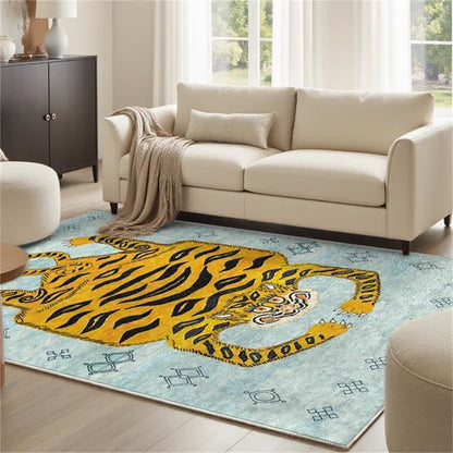 Ownkoti Ethnic Tibetan Tiger Rectangle Area Rug - Cyan - 8' x 10' - image 12