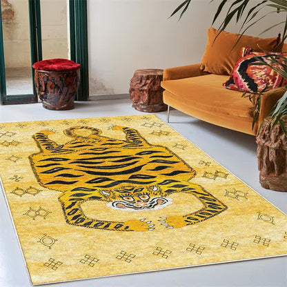 Ownkoti Ethnic Tibetan Tiger Rectangle Area Rug - Yellow - 8' x 10' - image 0