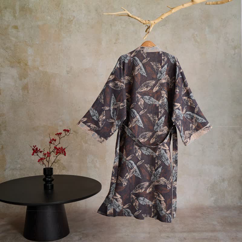 Ownkoti Leaf Jacquard Cotton Gauze Kimono Robe - image 1
