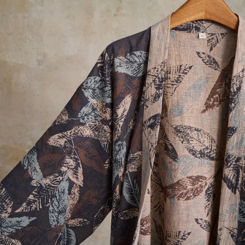 Ownkoti Leaf Jacquard Cotton Gauze Kimono Robe - image 3