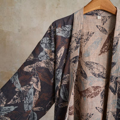 Ownkoti Leaf Jacquard Cotton Gauze Kimono Robe - image 3