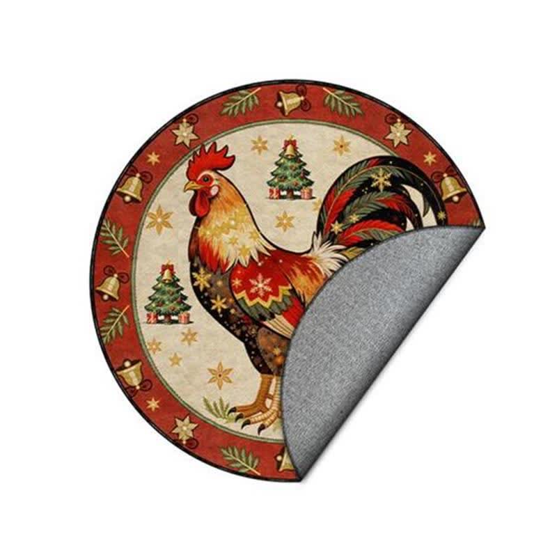 Ownkoti Christmas Rooster Non-Slip Round Area Rug - image 5