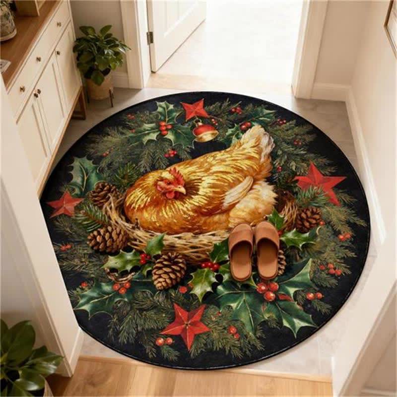 Ownkoti Christmas Rooster Non-Slip Round Area Rug - image 14