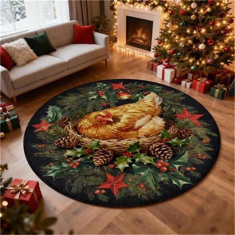 Ownkoti Christmas Rooster Non-Slip Round Area Rug - C - 8' - image 11