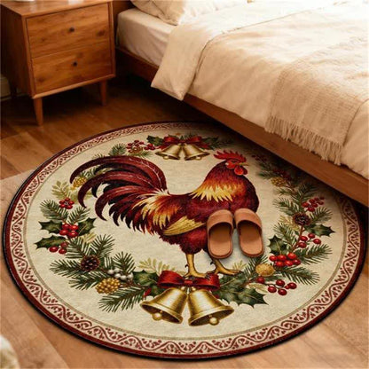 Ownkoti Christmas Rooster Non-Slip Round Area Rug - image 7