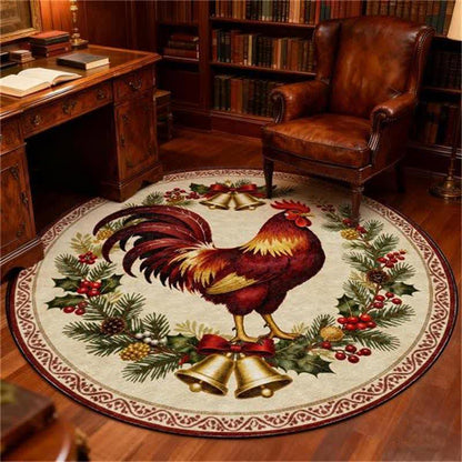 Ownkoti Christmas Rooster Non-Slip Round Area Rug - image 8