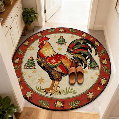Ownkoti Christmas Rooster Non-Slip Round Area Rug - image 2