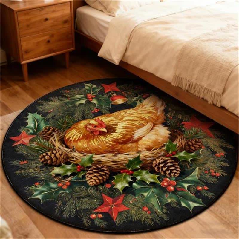 Ownkoti Christmas Rooster Non-Slip Round Area Rug - image 13