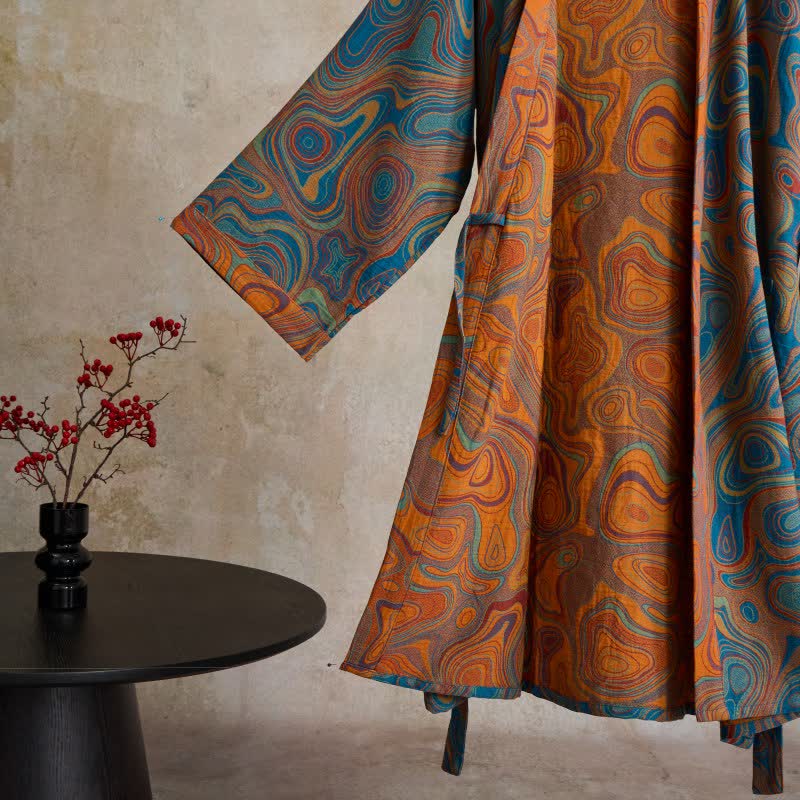 Ownkoti Artistic Abstract Pattern Cotton Kimono Robe - image 2