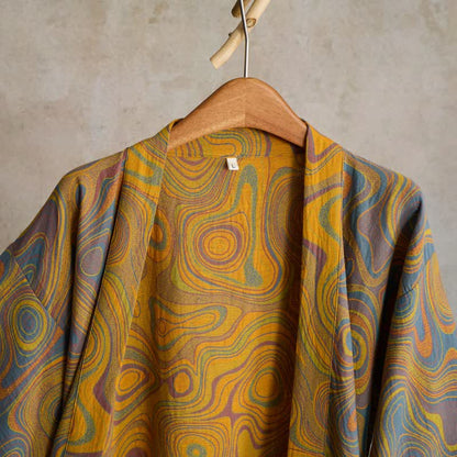 Ownkoti Artistic Abstract Pattern Cotton Kimono Robe - image 5