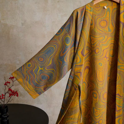 Ownkoti Artistic Abstract Pattern Cotton Kimono Robe - image 6