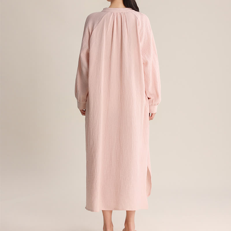 Ownkoti Solid V-neck Bow-Tie Cotton Nightdress - image 6