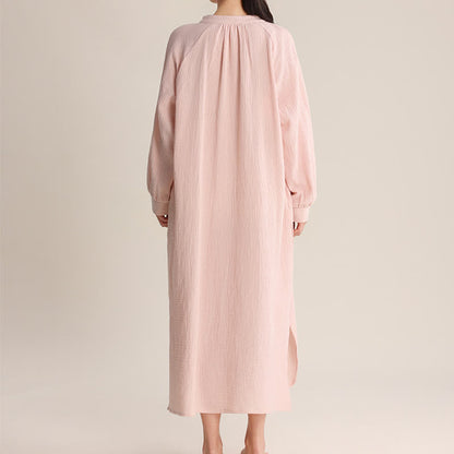 Ownkoti Solid V-neck Bow-Tie Cotton Nightdress - image 6