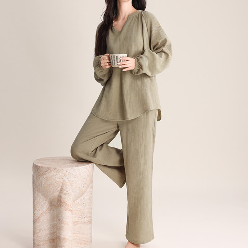 Ownkoti Minimalist V-neck Cotton Loungewear Set - image 11