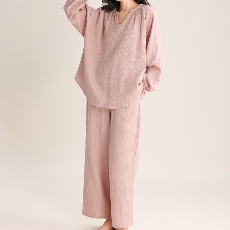 Ownkoti Minimalist V-neck Cotton Loungewear Set - image 5