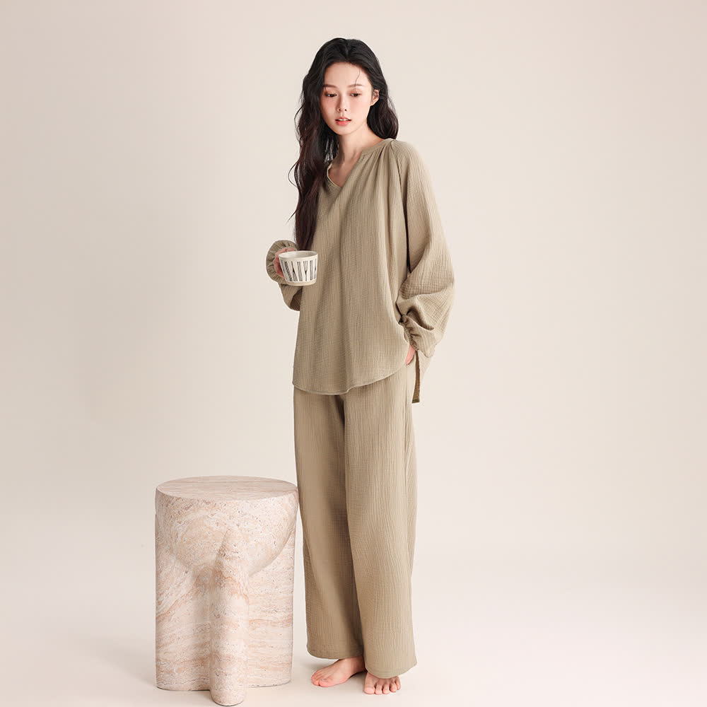 Ownkoti Minimalist V-neck Cotton Loungewear Set - image 9