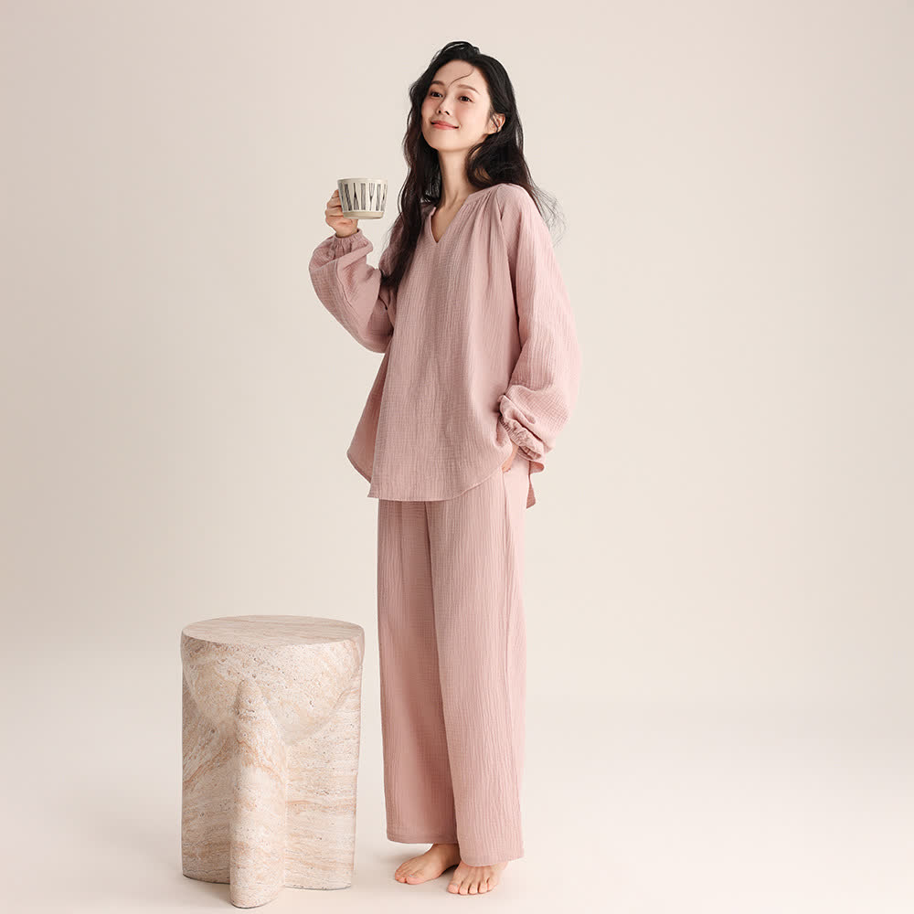 Ownkoti Minimalist V-neck Cotton Loungewear Set - image 4