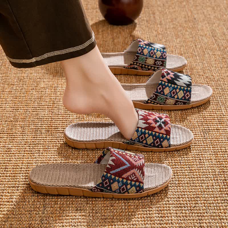 Ownkoti Ethnic Style Rattan House Slippers - image 1