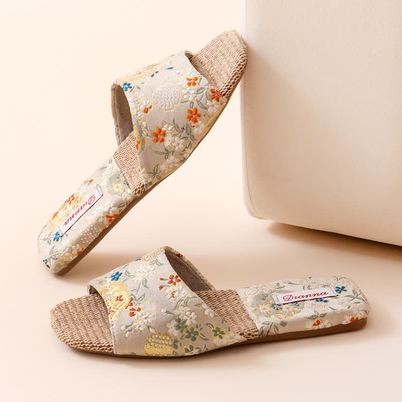 Ownkoti Floral Embroidered Linen House Slippers - image 14