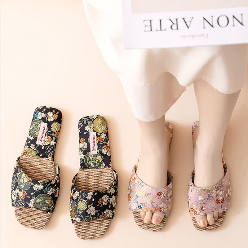 Ownkoti Floral Embroidered Linen House Slippers - image 6