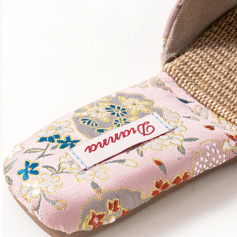 Ownkoti Floral Embroidered Linen House Slippers - image 7