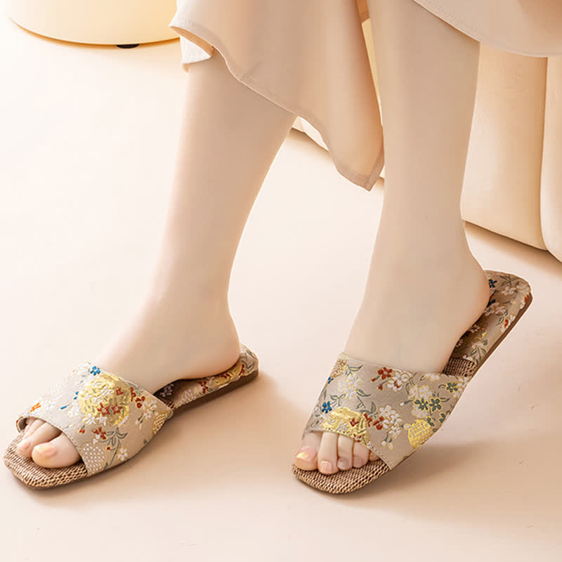 Ownkoti Floral Embroidered Linen House Slippers - image 13