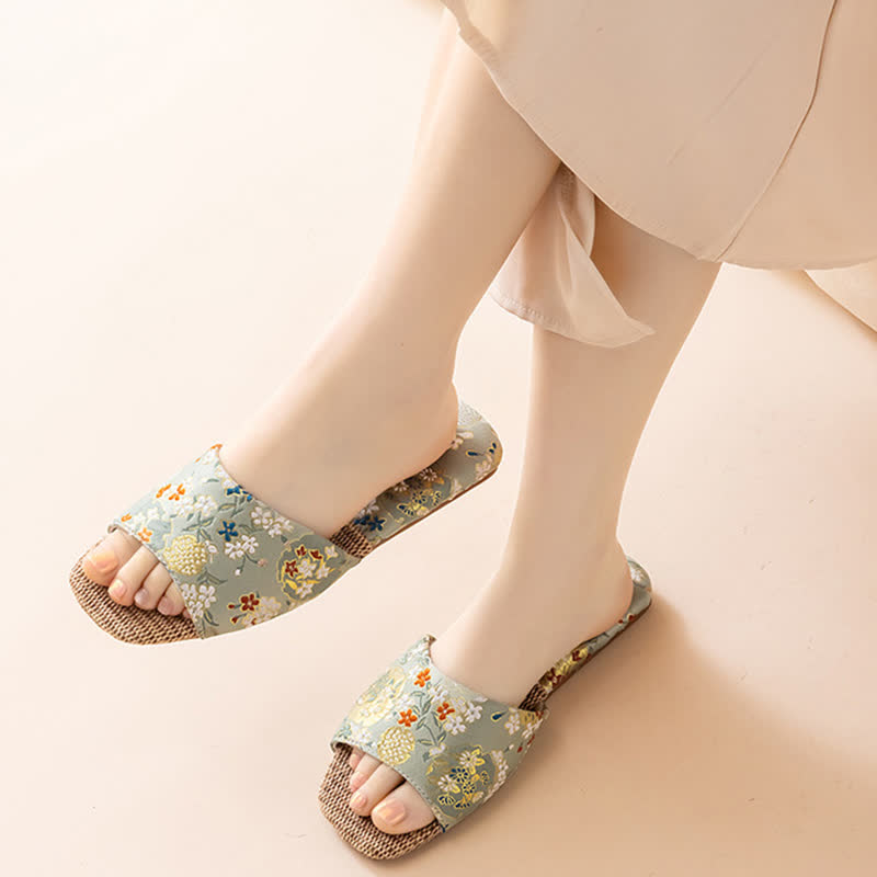 Ownkoti Floral Embroidered Linen House Slippers - image 8