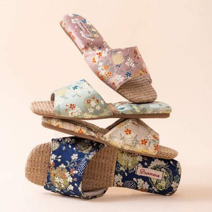 Ownkoti Floral Embroidered Linen House Slippers - image 1