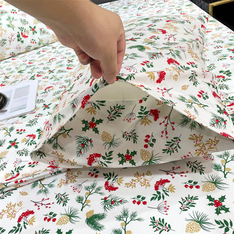 Ownkoti Christmas Festive Botanical Sheet Set - image 4