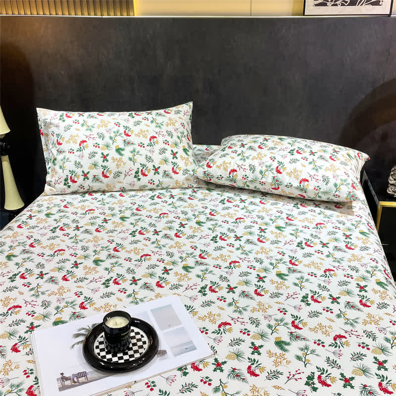 Ownkoti Christmas Festive Botanical Sheet Set - image 3