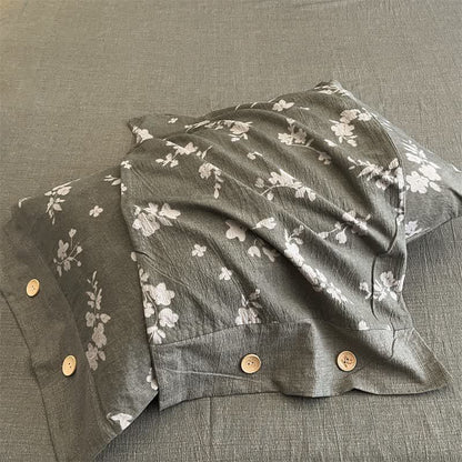 Ownkoti Vintage Floral Linen Button Bedding Set (4PCS)  - image 3