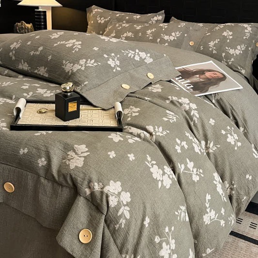 Ownkoti Vintage Floral Linen Button Bedding Set (4PCS)  - King - image 0