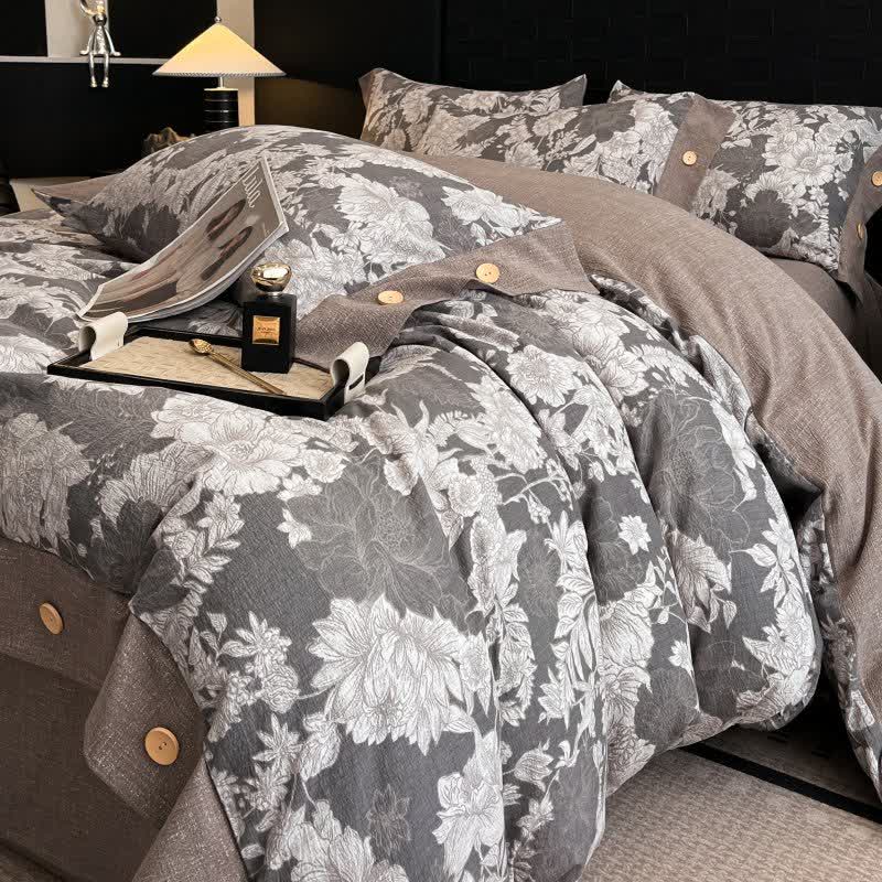 Ownkoti Blooming Flower Linen Button Bedding Set (4PCS)  - King - image 0