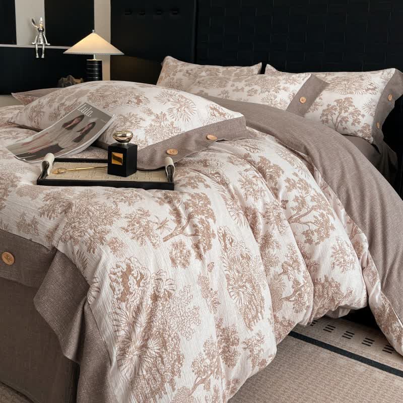 Ownkoti Vintage Tree Linen Button Bedding Set (4PCS)  - image 4