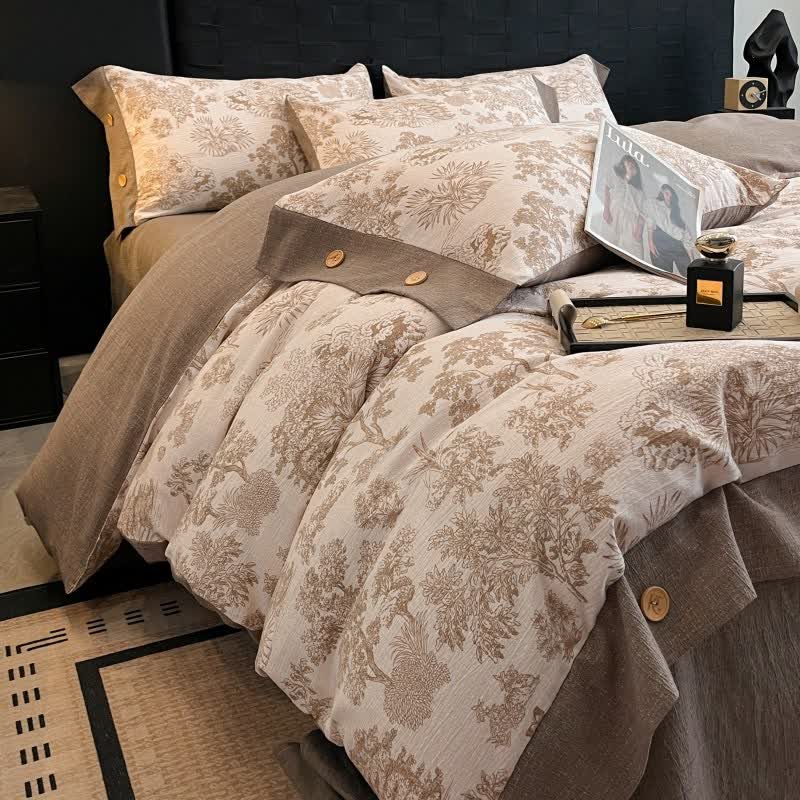 Ownkoti Vintage Tree Linen Button Bedding Set (4PCS)  - image 2