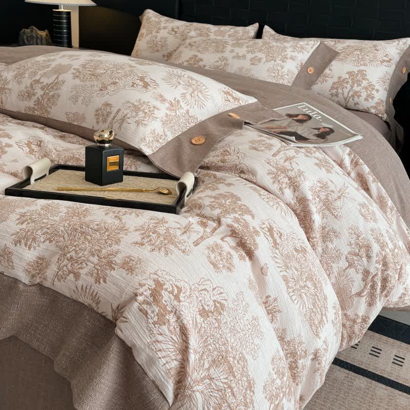 Ownkoti Vintage Tree Linen Button Bedding Set (4PCS)  - King - image 0