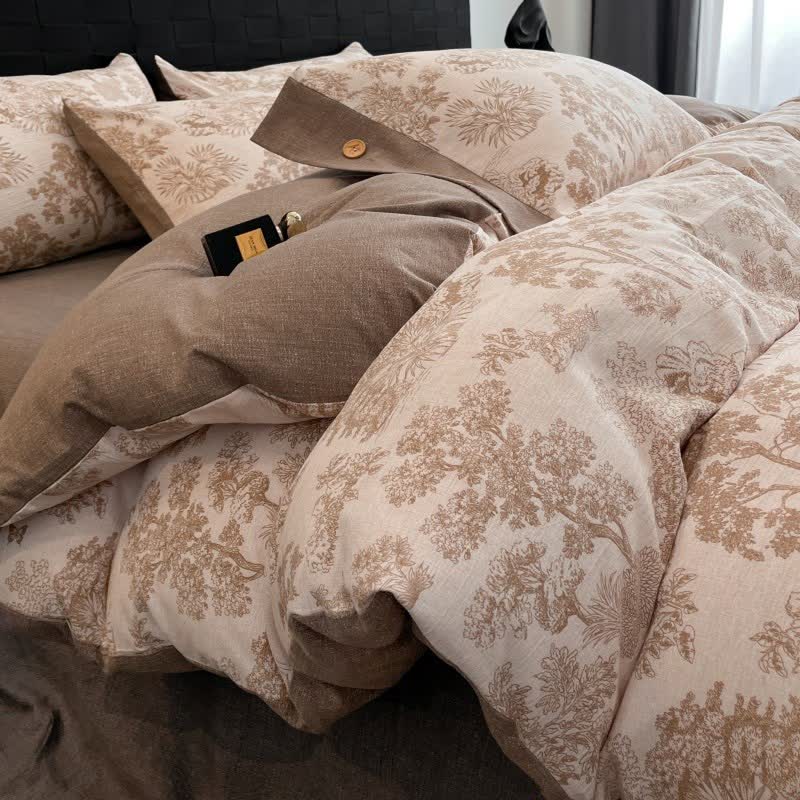 Ownkoti Vintage Tree Linen Button Bedding Set (4PCS)  - image 3